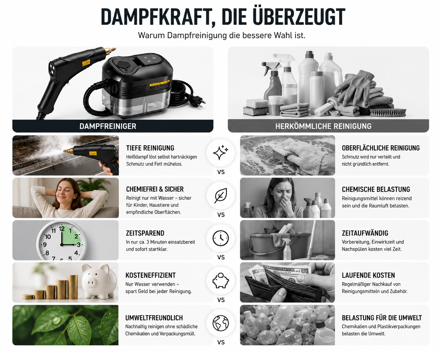 SteamForce - Der kompakte Hochtemperatur-Dampfreiniger